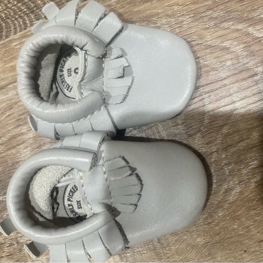 Gray Freshly Picked Baby Moccasins